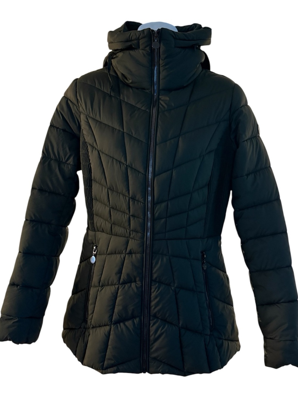 Bernardo Dark Green Quilted Hooded Puffer Jacket